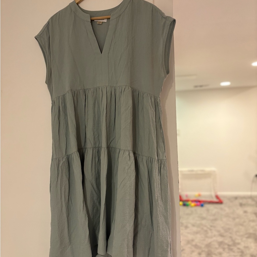 Calvin Klein Textured Sleeveless Dress in Light Blue